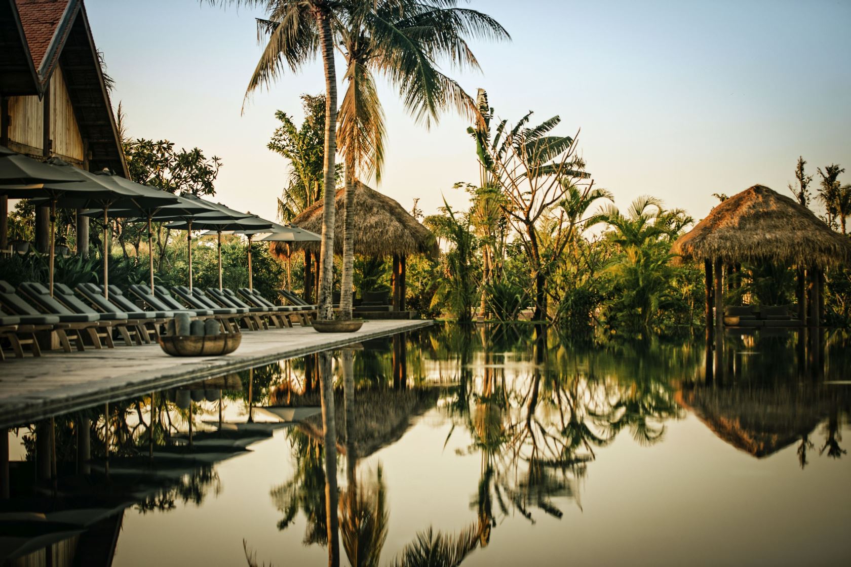 The swimming pool at Phum Baitang hotel in Cambodia