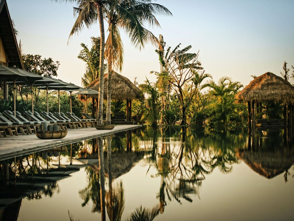 The swimming pool at Phum Baitang hotel in Cambodia