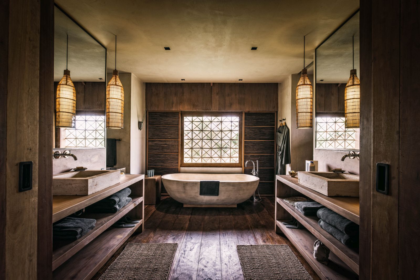 Bathroom of a villa at Phum Baitang hotel in Cambodia