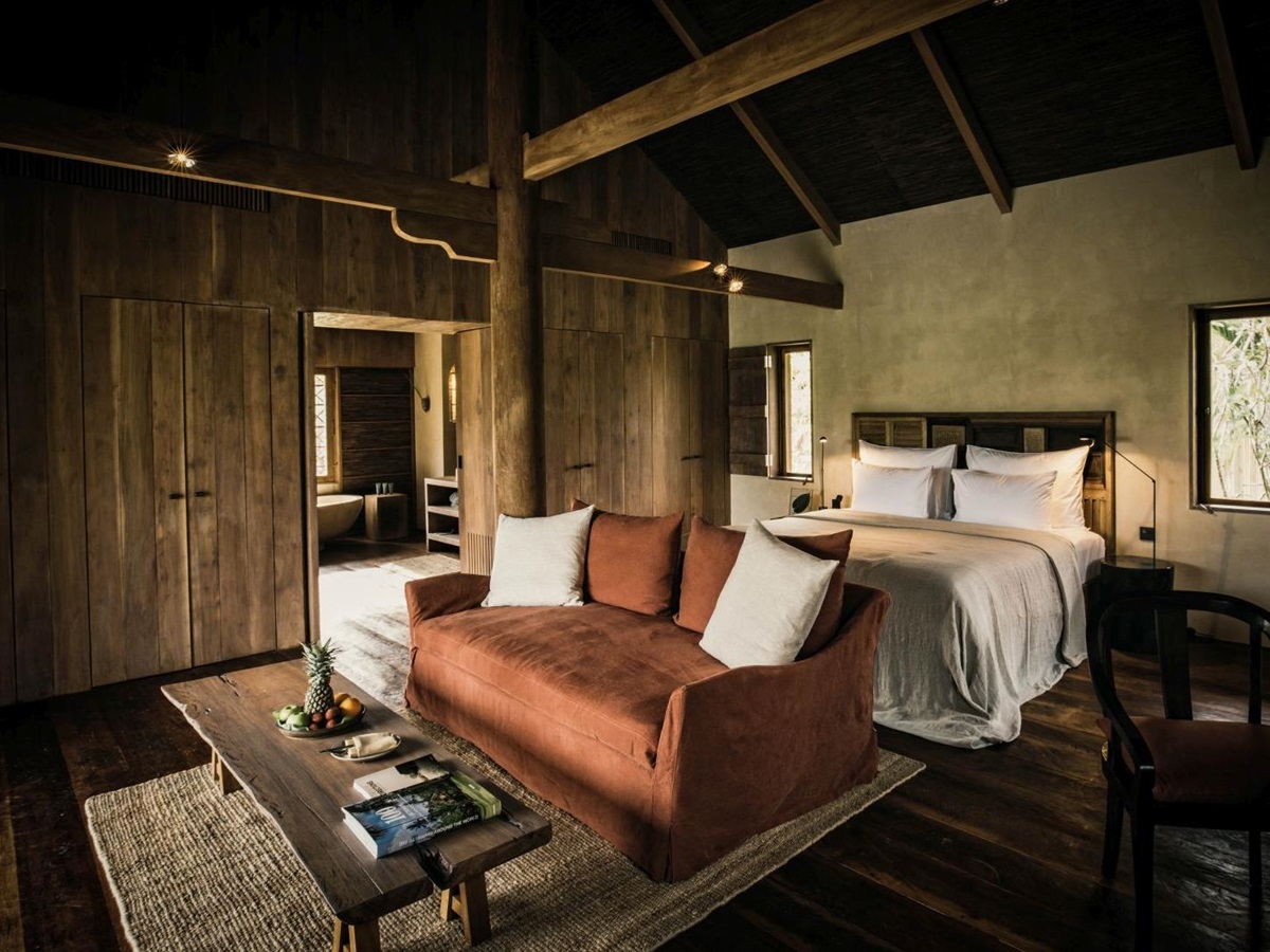 Interior of a villa at Phum Baitang hotel in Cambodia