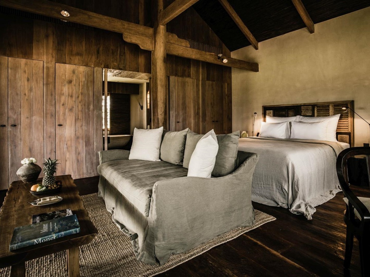Interior of a guest villa at Phum Baitang hotel in Cambodia