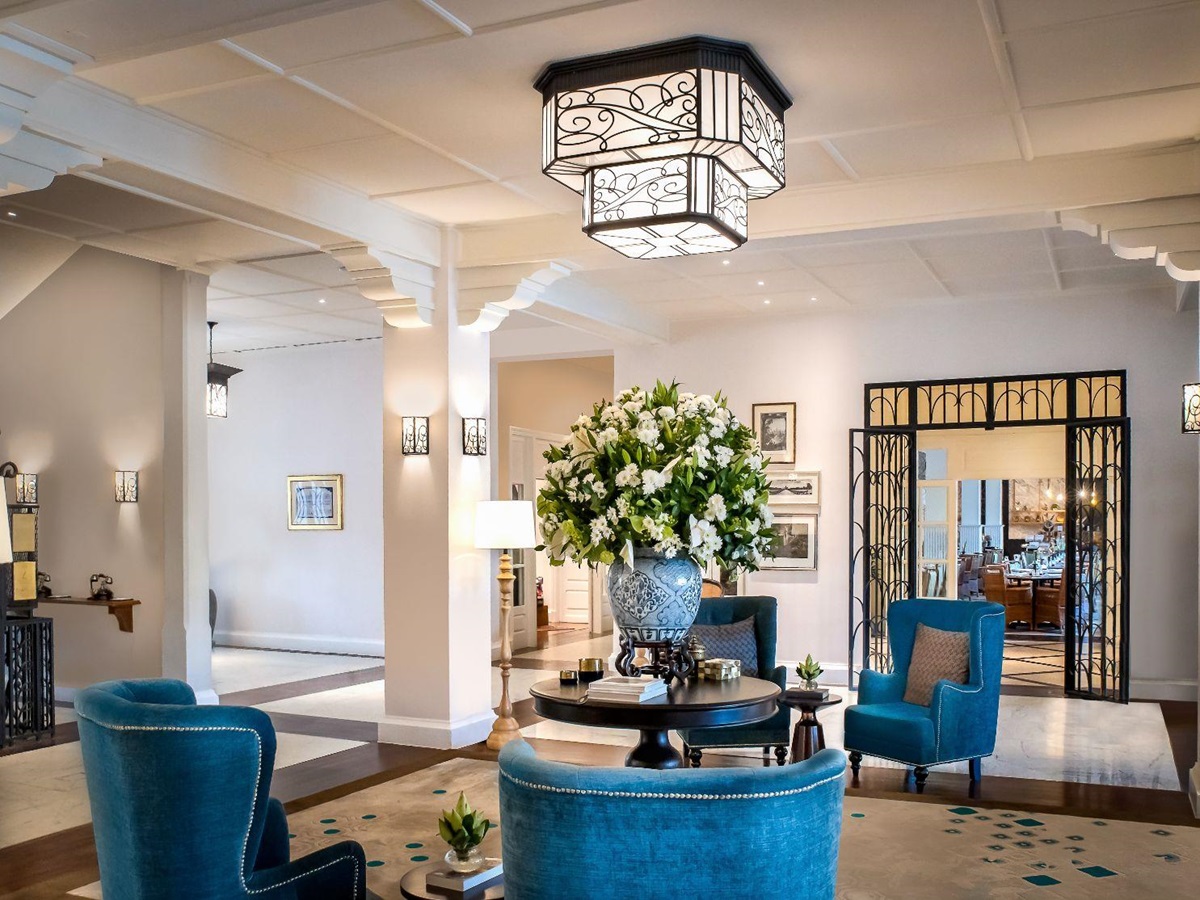 Lobby room at Raffles Grand Hotel d'Angkor in Siem Reap in Cambodia