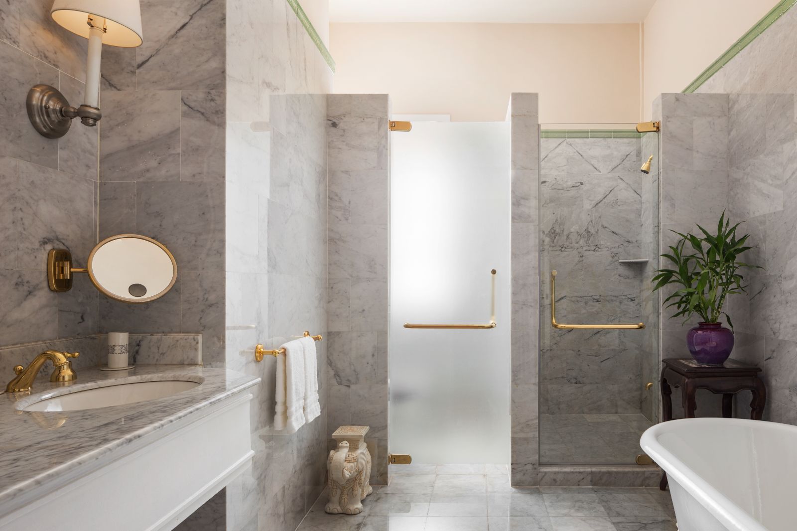 Guest suite bathroom at Raffles Le Royal in Phnom Penh, Cambodia