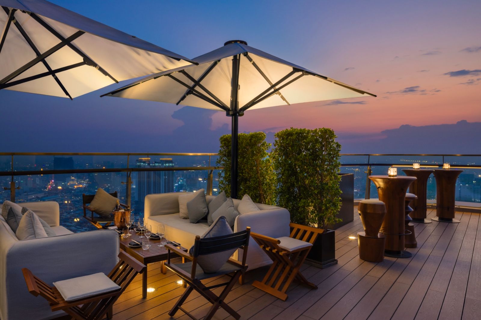 Sora rooftop bar and restaurant at Rosewood Phnom Penh in Cambodia