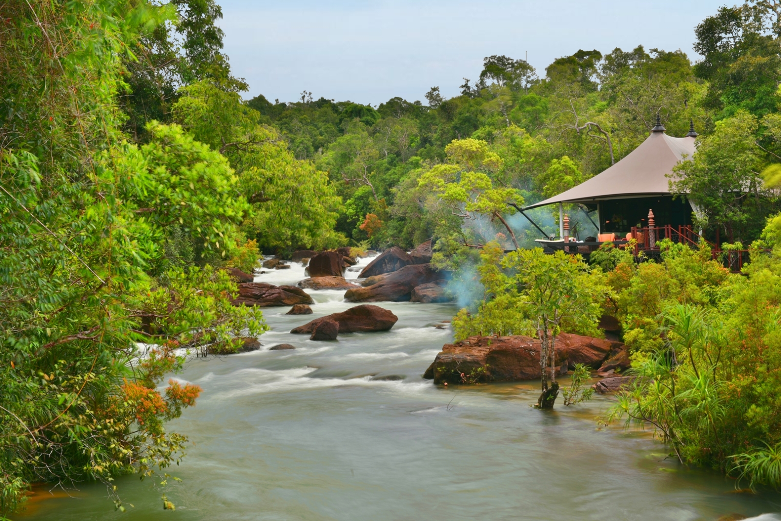 Tent over river at Shinta Mani Wild, Cambodia