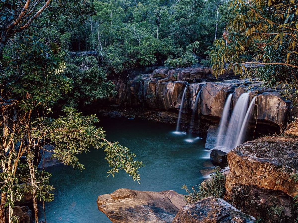 Waterfall at Luxury resort Shinta Mani Wild