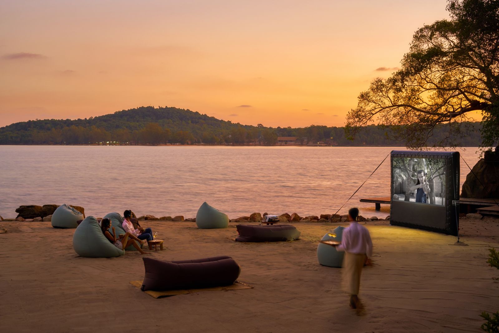 Cinema on the beach at Luxury Resort Six Senses Krabey