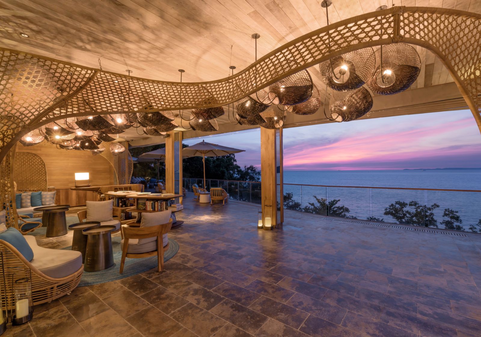Sunset view in the Lobby at Luxury Resort Six Senses Krabey