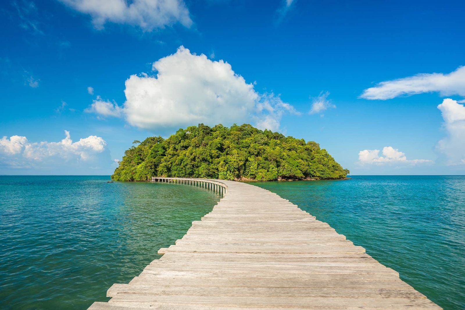 Wooden jetty leading to Koh Bong island at Song Saa Cambodia