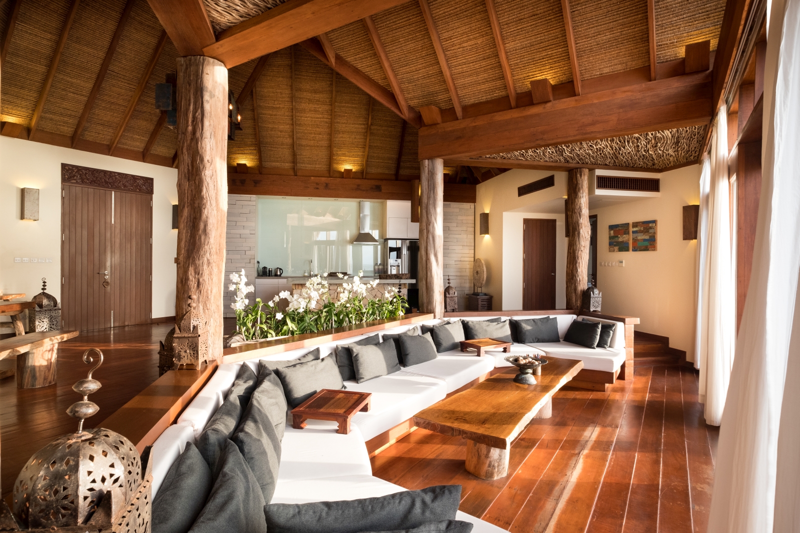 Over-water Villa living area with seating at Song Saa