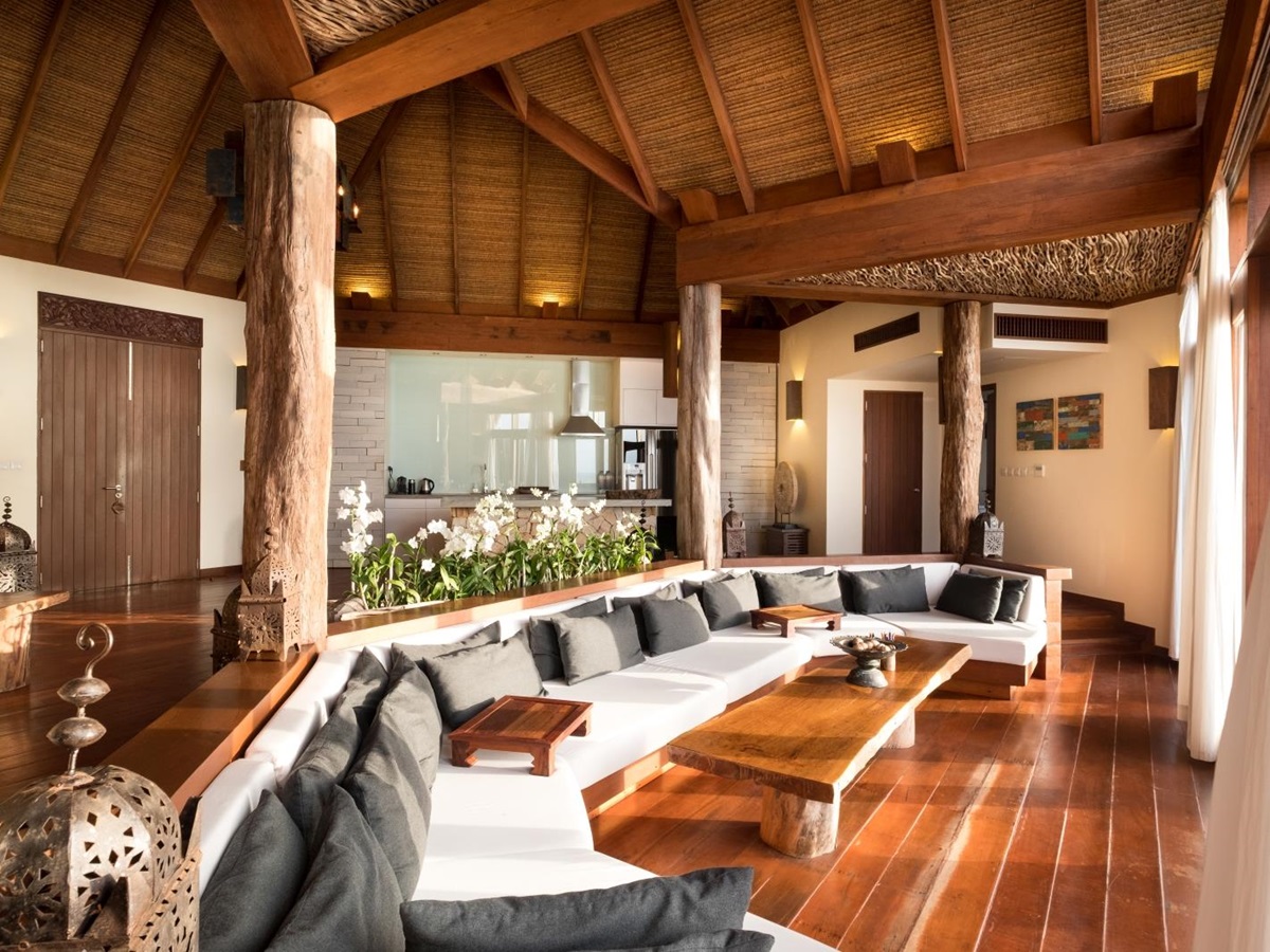 Over-water Villa living area with seating at Song Saa