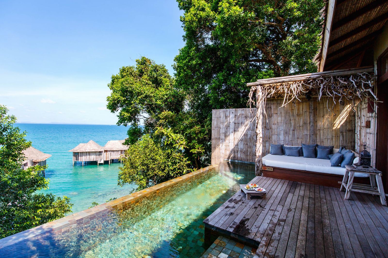 Jungle villa pool over looking the ocean at luxury resort Song Saa