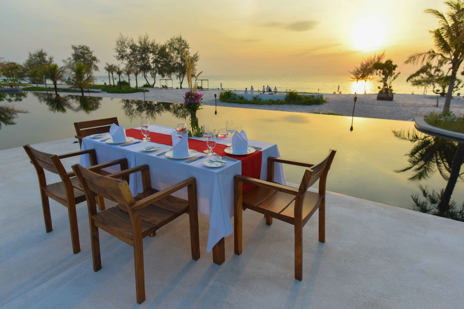 Alfresco dining at the Royal Sands Resort in Koh Rong, Cambodia