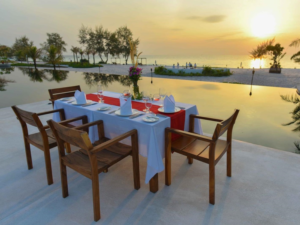 Alfresco dining at the Royal Sands Resort in Koh Rong, Cambodia