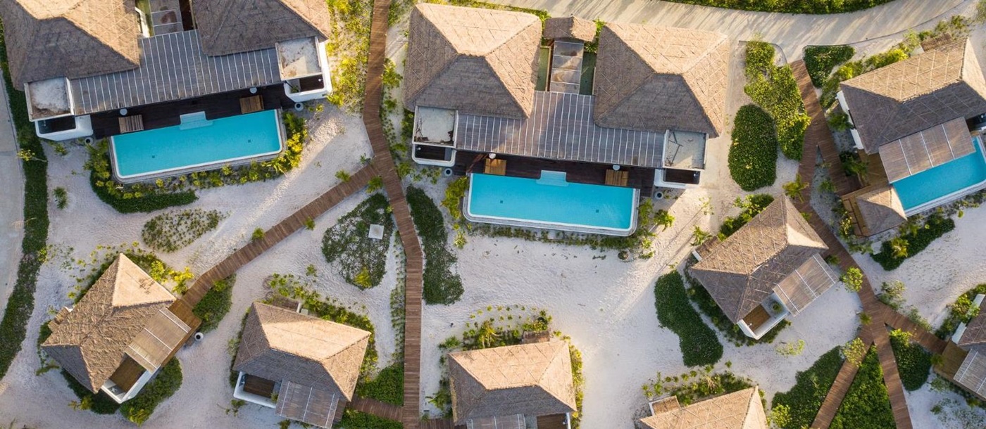 Birdseye aerial view of the Royal Sands Resort in Koh Rong, Cambodia