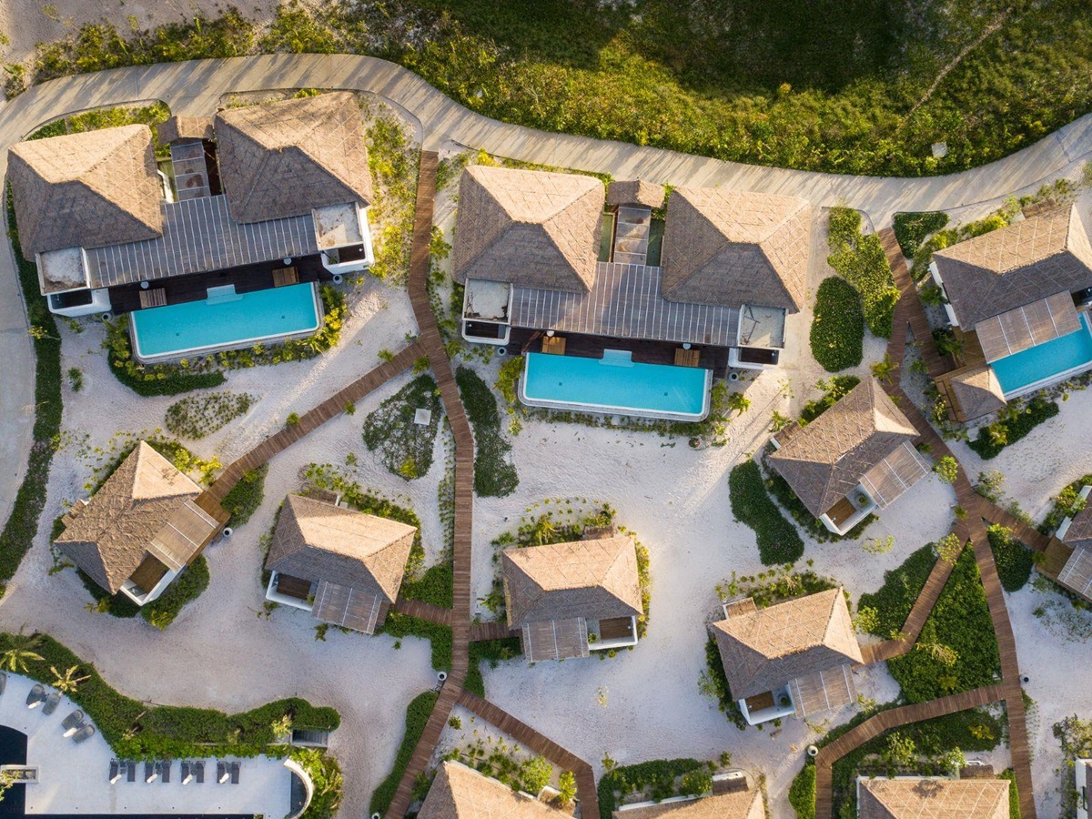 Birdseye aerial view of the Royal Sands Resort in Koh Rong, Cambodia