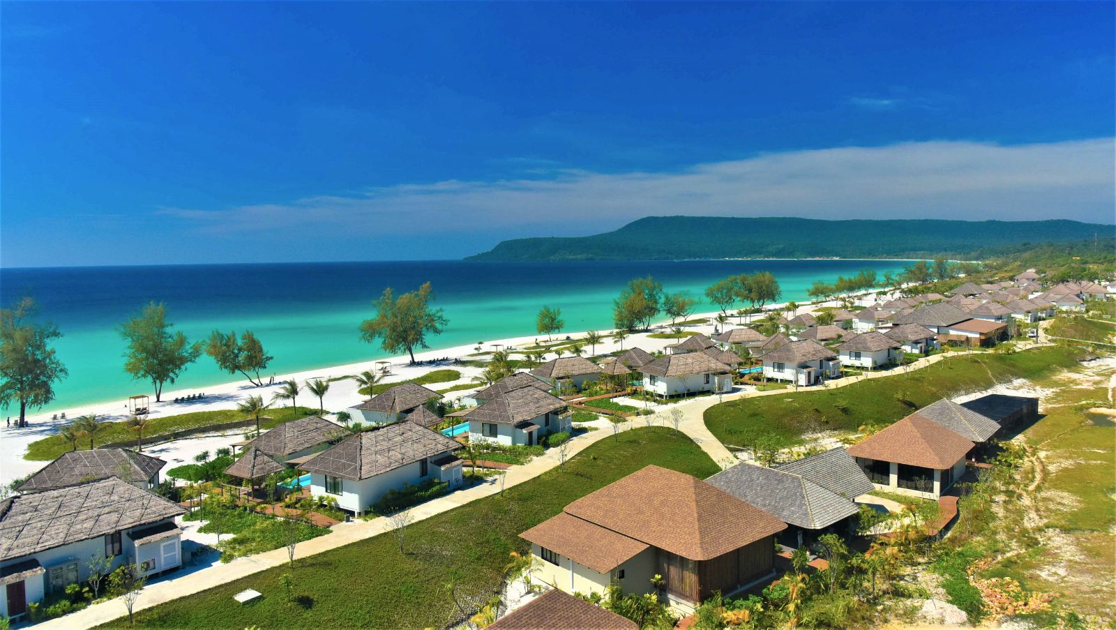 Aerial seaview of the Royal Sands Resort in Koh Rong, Cambodia