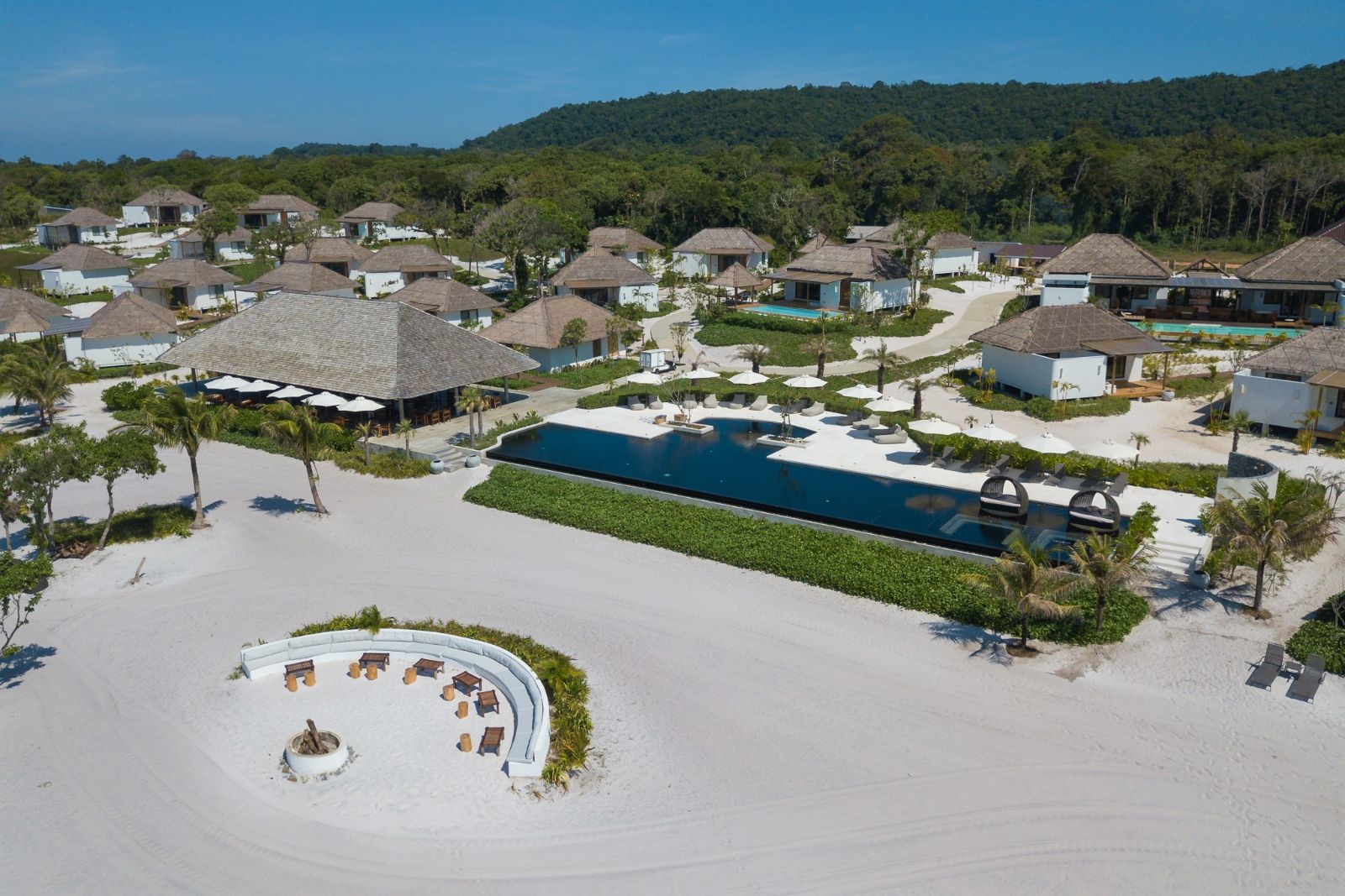 Aerial view of The Chill at the Royal Sands Resort in Koh Rong, Cambodia