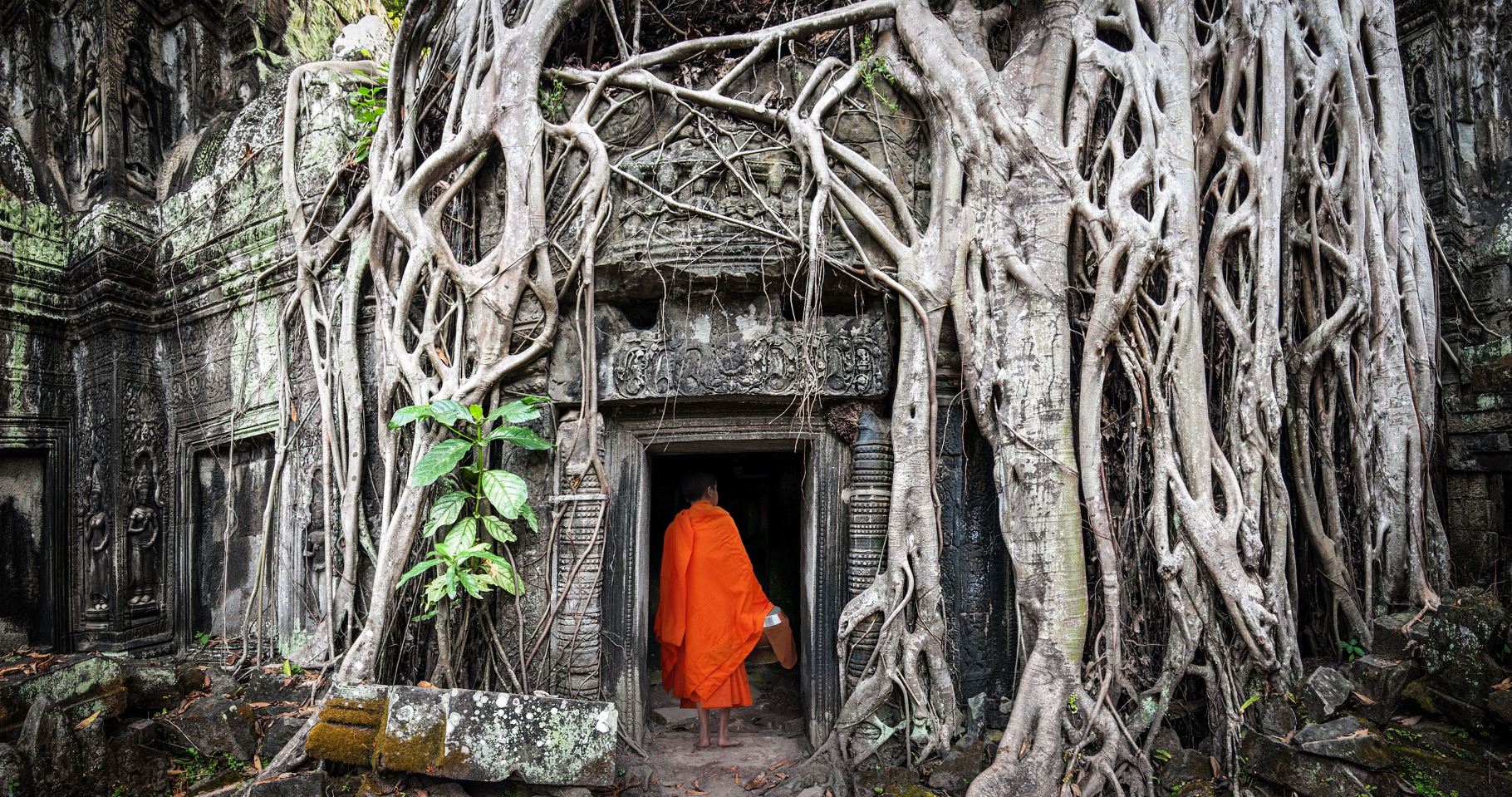 Buddhist monk in Angkor Wat, Cambodia