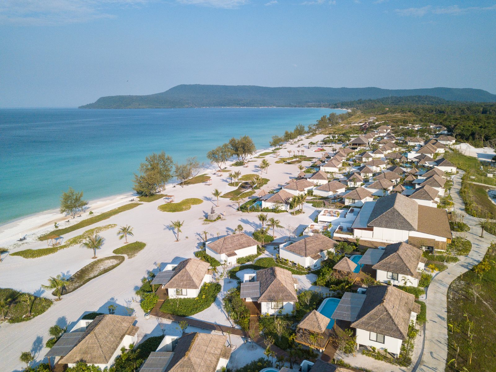 Aerial view of The Royal Sands beach resort on Koh Rong in Cambodia