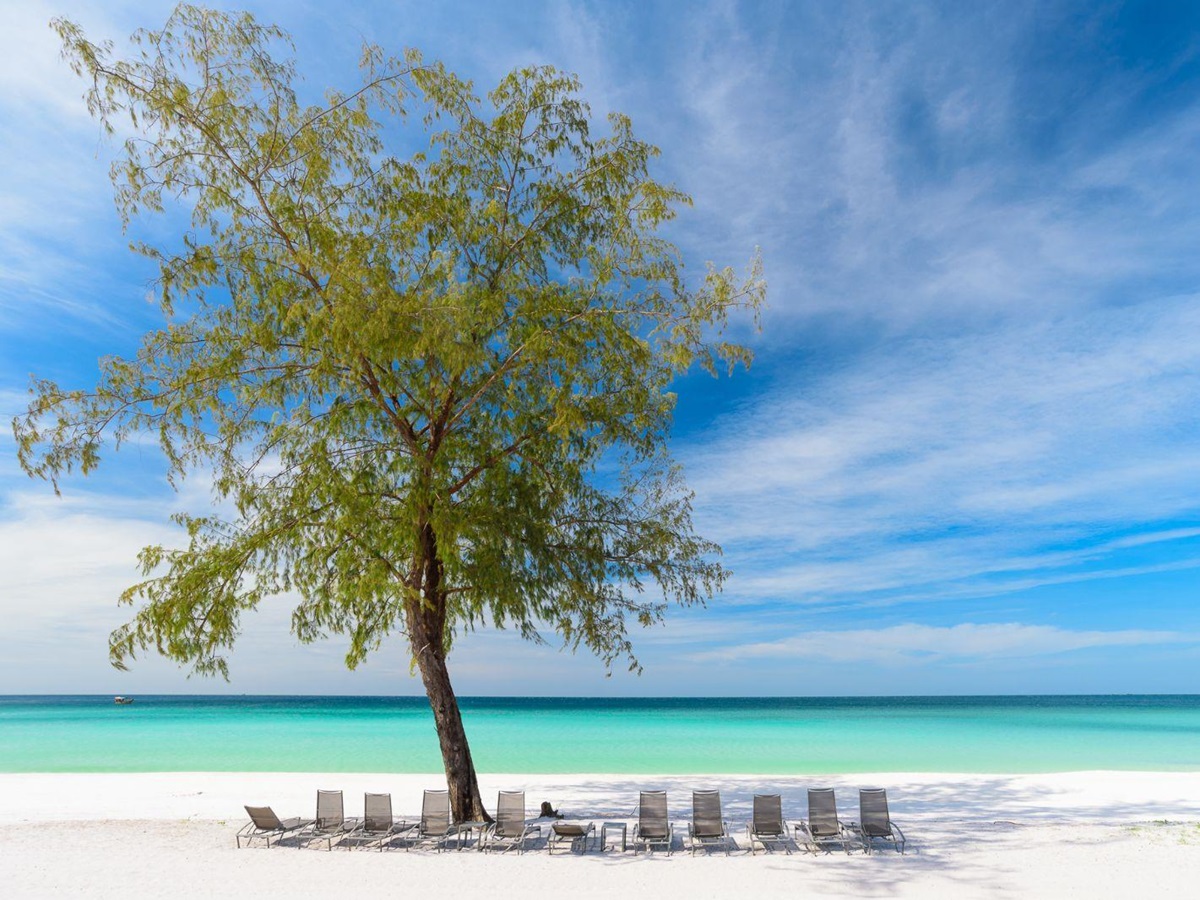 Beachfront at The Royal Sands beach resort on Koh Rong in Cambodia