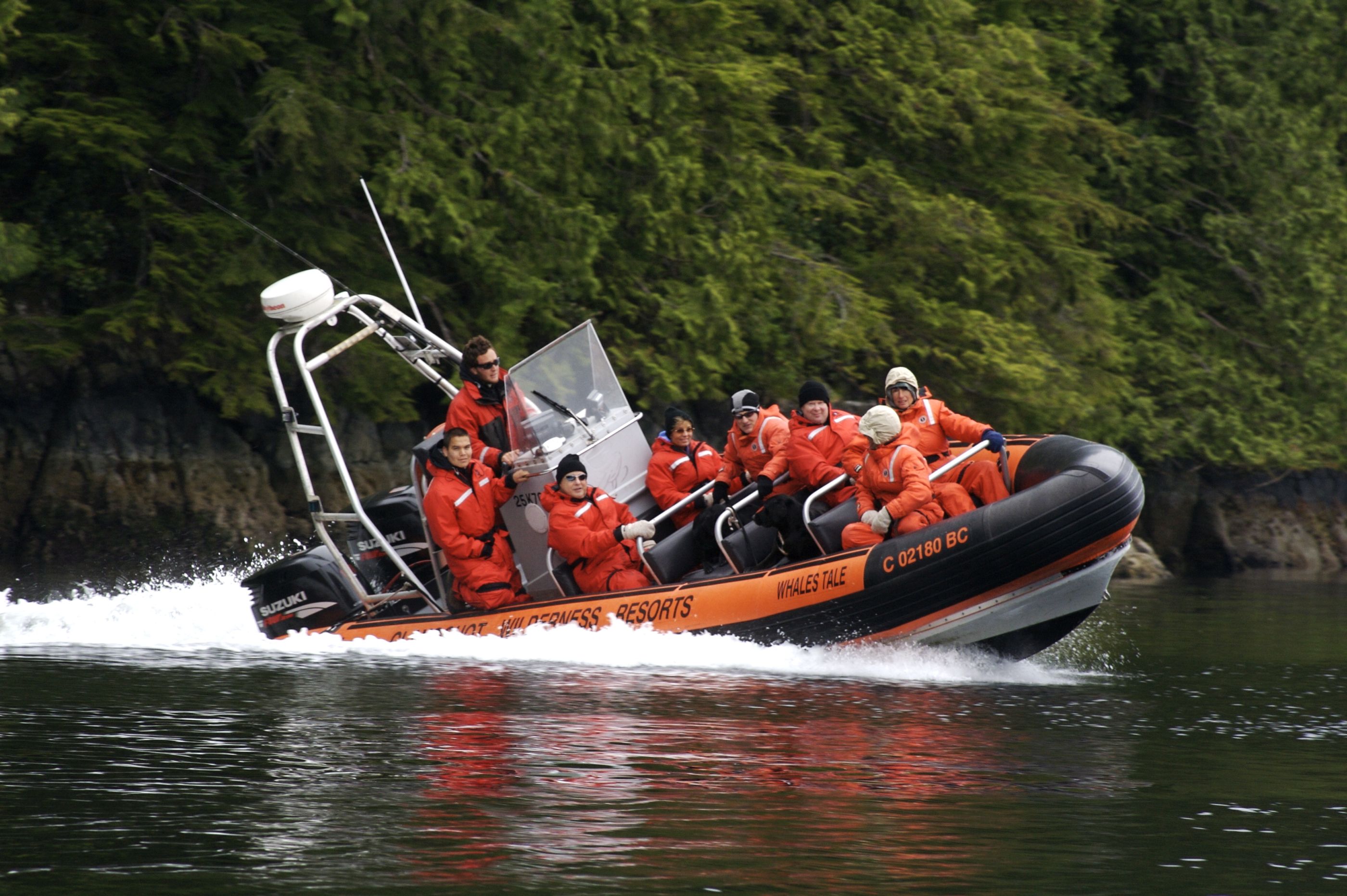 speedboat at Clayoquot Wilderness Resort, canada