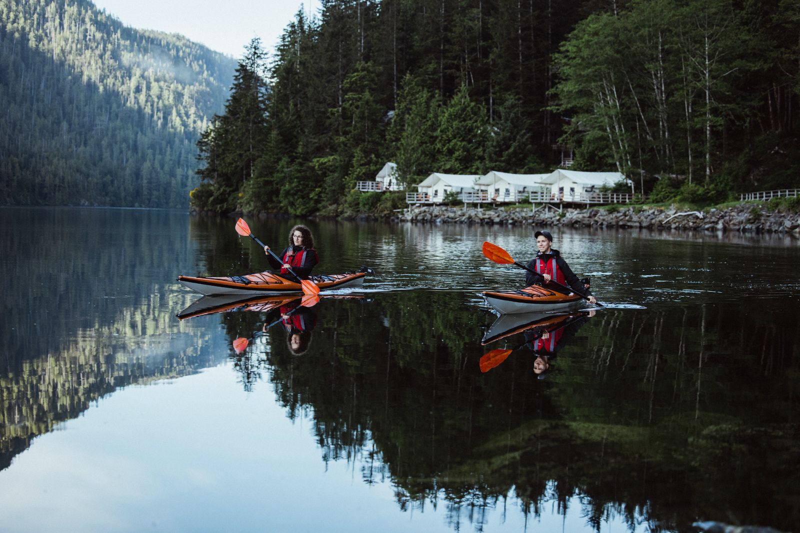 Kayaking on the grounds of Clayoquot Wilderness Resort in Vancouver, Canada
