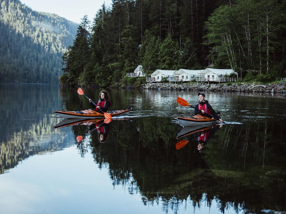 Kayaking on the grounds of Clayoquot Wilderness Resort in Vancouver, Canada