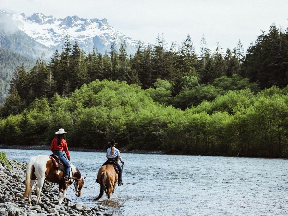 Riding on the grounds of Clayoquot Wilderness Resort in Vancouver, Canada