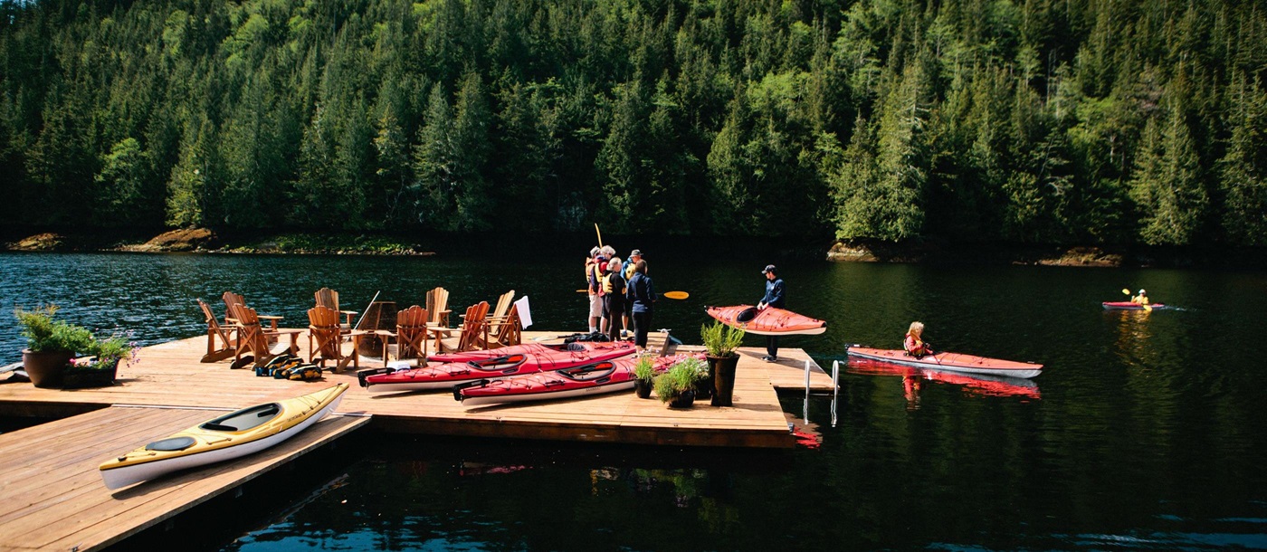 Canoes at Nimmo Bay Wilderness Resort, Canada