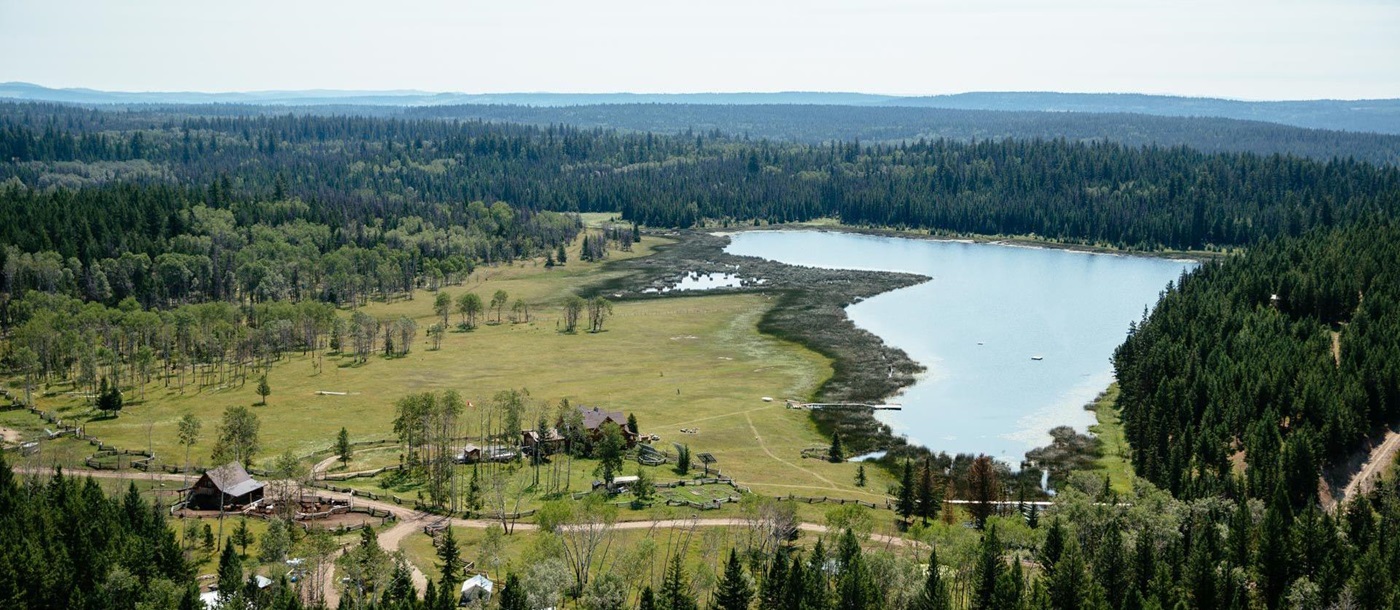Aerial of Siwash Lake Wilderness Resort, Canada