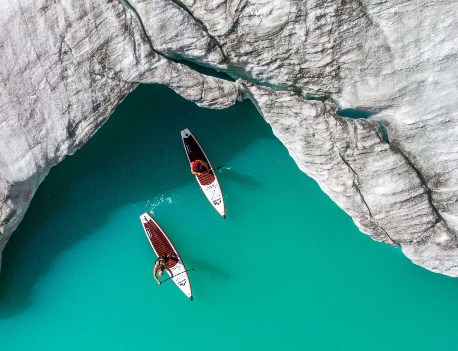 Glacier paddling around the grounds of Sonora Resort in Canada's British Columbia
