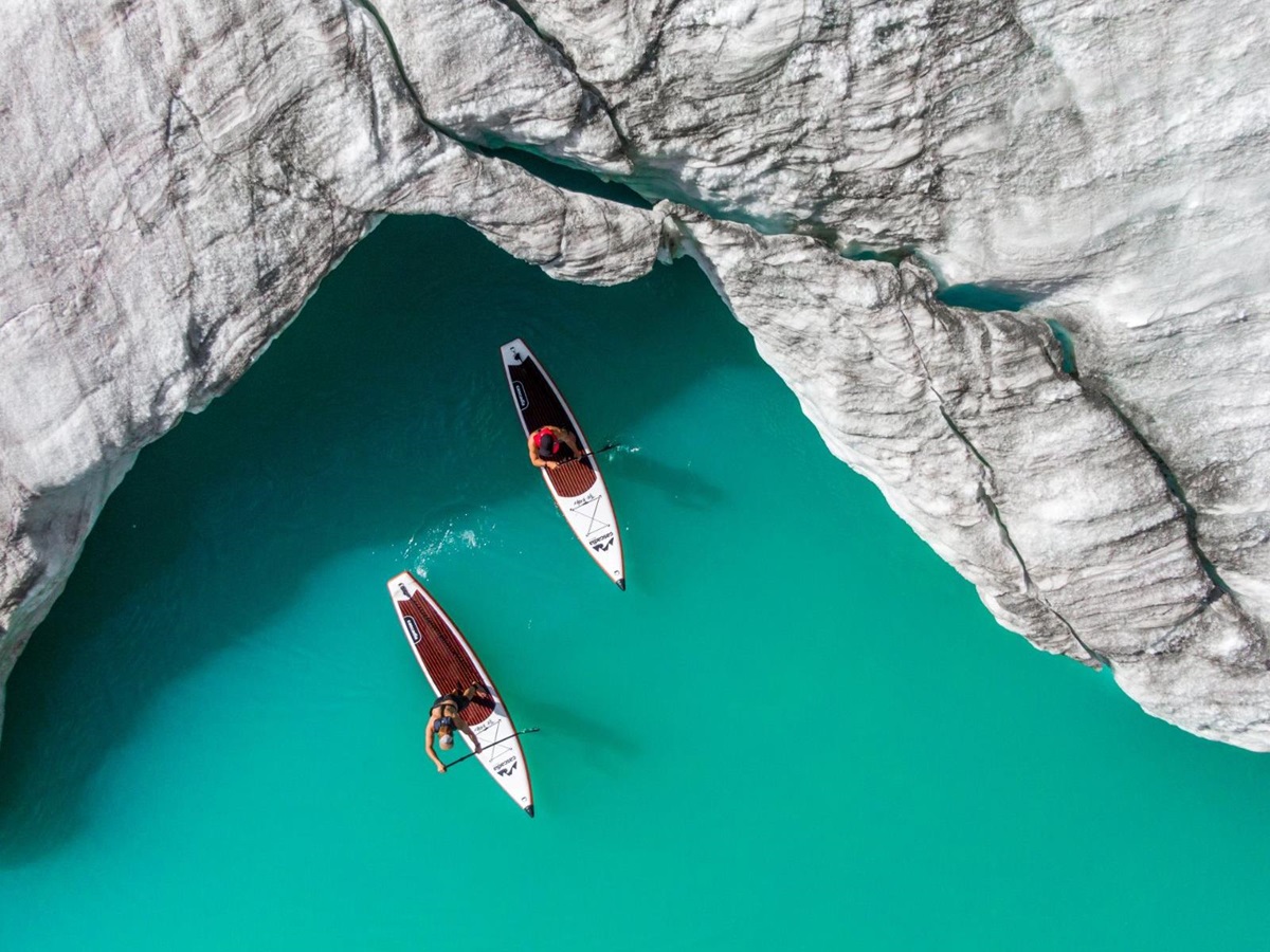Glacier paddling around the grounds of Sonora Resort in Canada's British Columbia