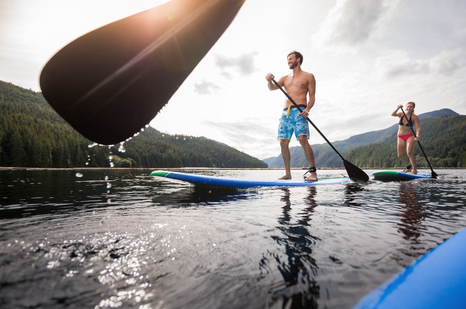 Paddle boarding on the grounds of Sonora Resort in Canada's British Columbia