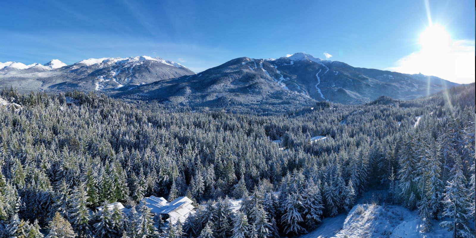 Aerial view of luxury chalet The Belmont Estate in Whistler, Canada
