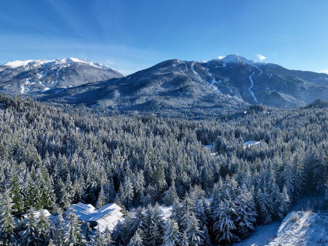 Aerial view of luxury chalet The Belmont Estate in Whistler, Canada