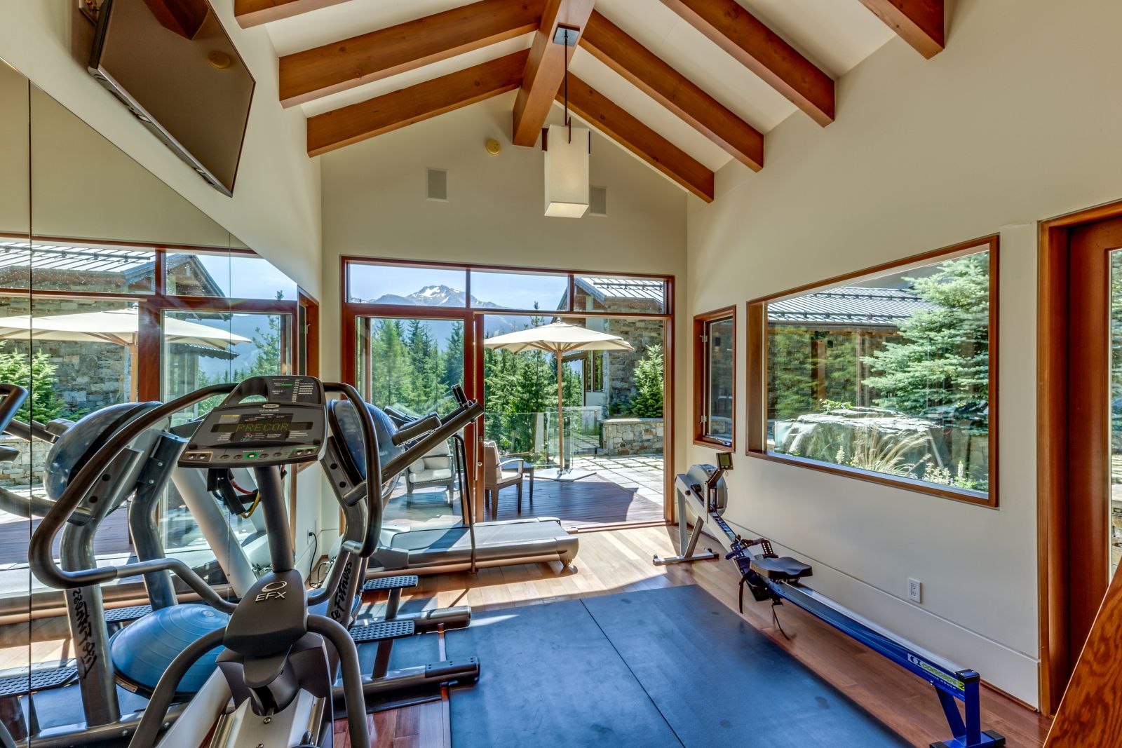 In house private gym at luxury private home The Belmont Estate in Whistler, Canada