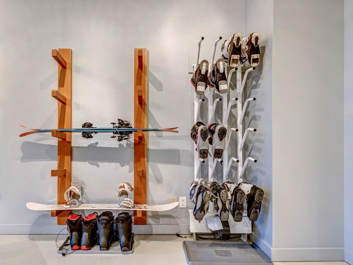 Ski, snowboard and boots storage at luxury private home The Belmont Estate in Whistler, Canada