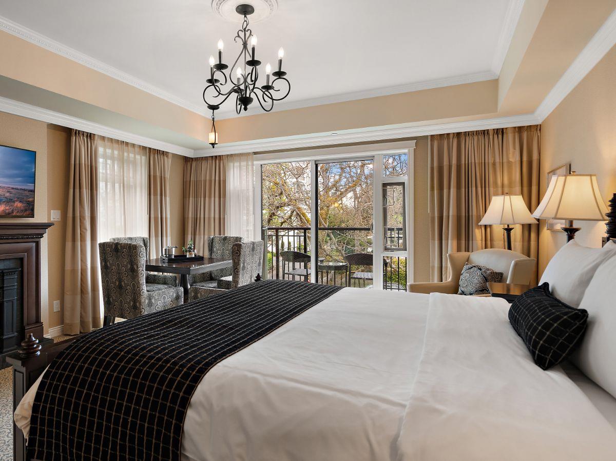 Boutique guest suite at The Oak Bay Beach Hotel on Vancouver Island in Canada