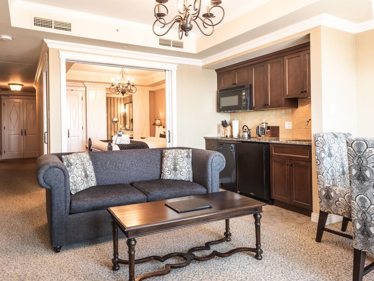 One bed guest suite at The Oak Bay Beach Hotel on Vancouver Island in Canada