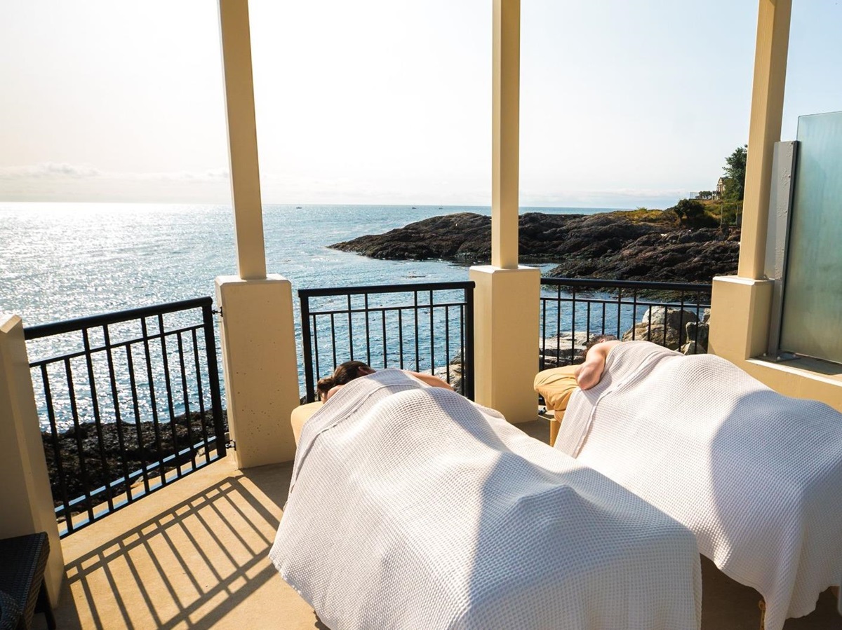 Spa gazebo with ocean views at The Oak Bay Beach Hotel on Vancouver Island in Canada