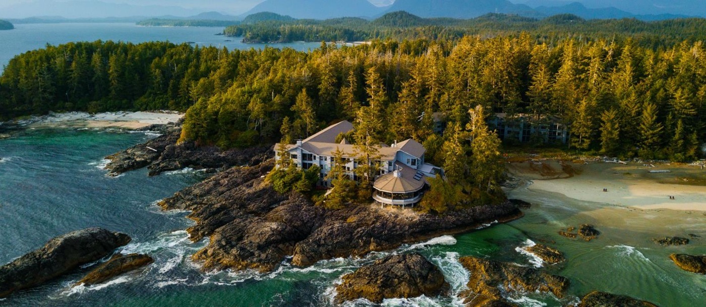 Aerial view of Wickaninnish Inn in Canada