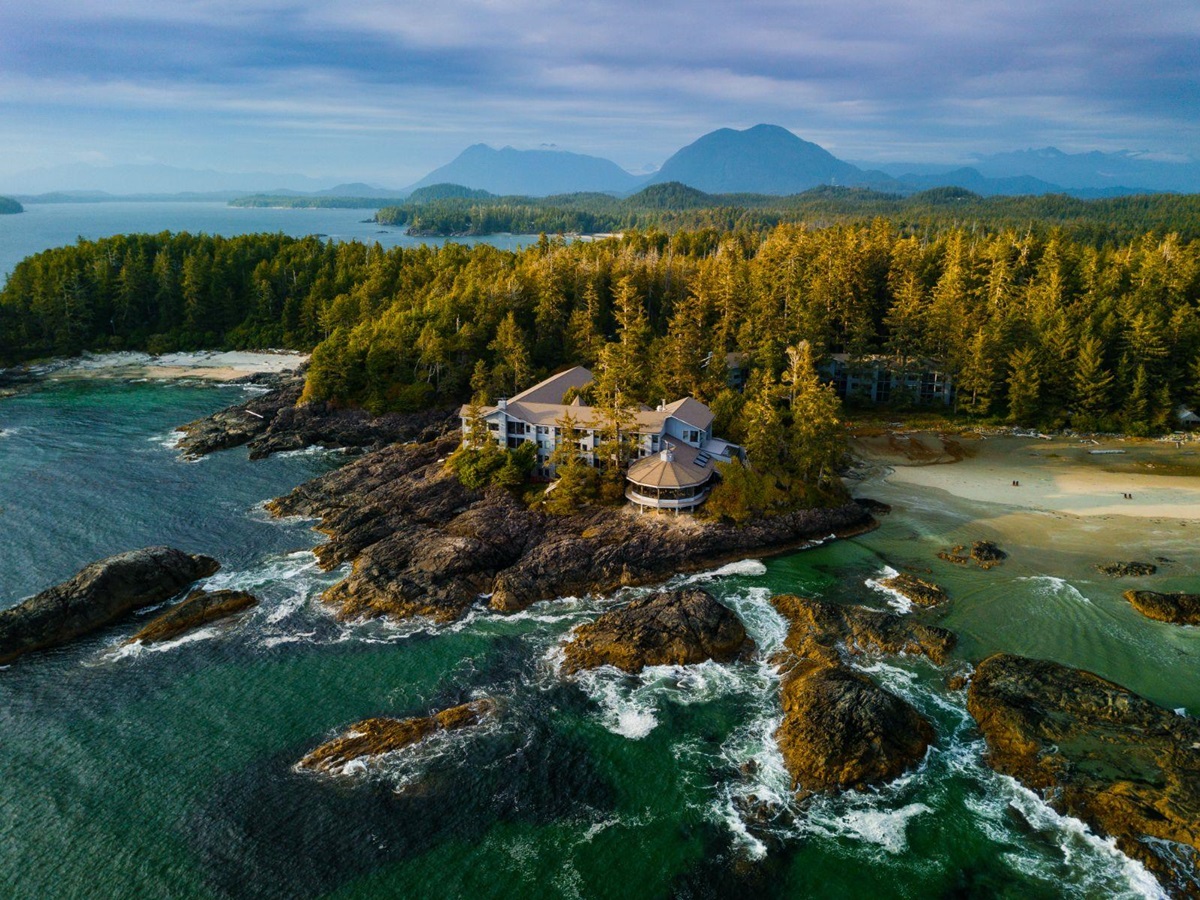 Aerial view of Wickaninnish Inn in Canada