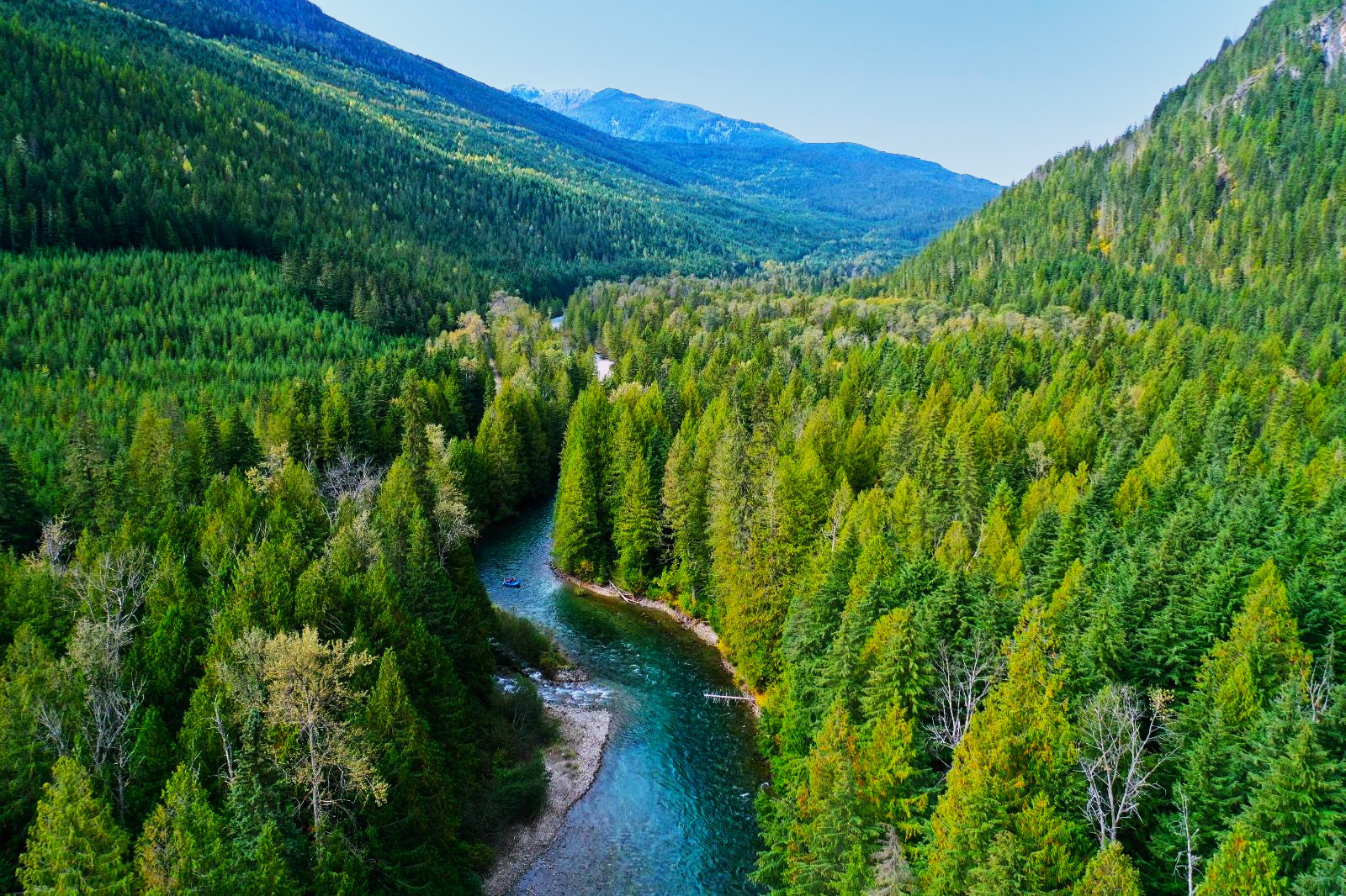 Rafting along the river at Wild Bear Lodge in British Columbia