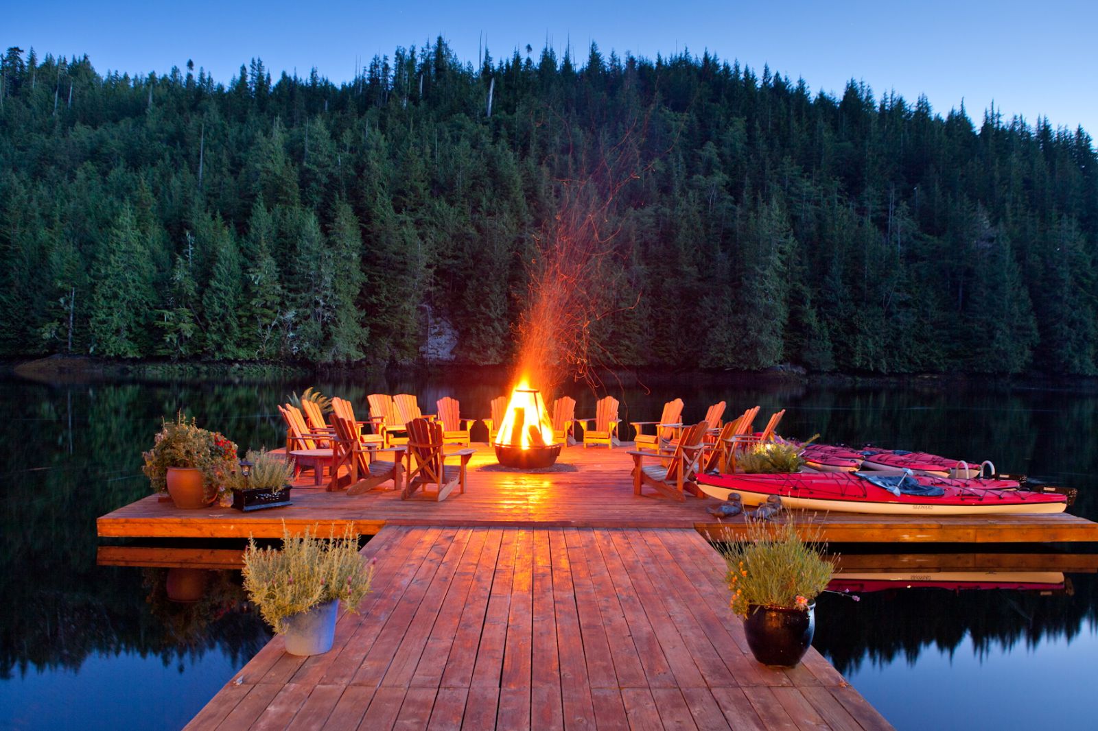 Fire pit on the water at Nimmo Bay 