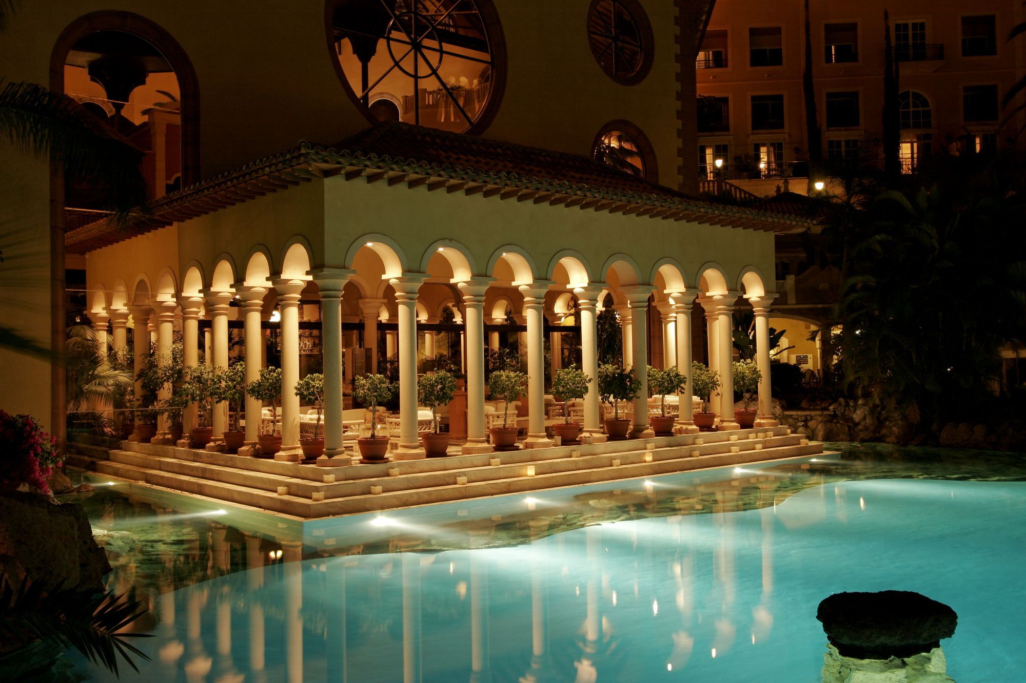 swimming pool at night at Gran Hotel Bahia Del Duque in the Canaries, Spain 