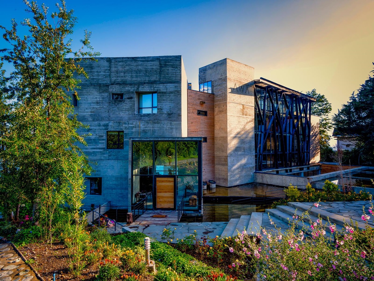 Facade of Hotel AWA in Chilean Patagonia