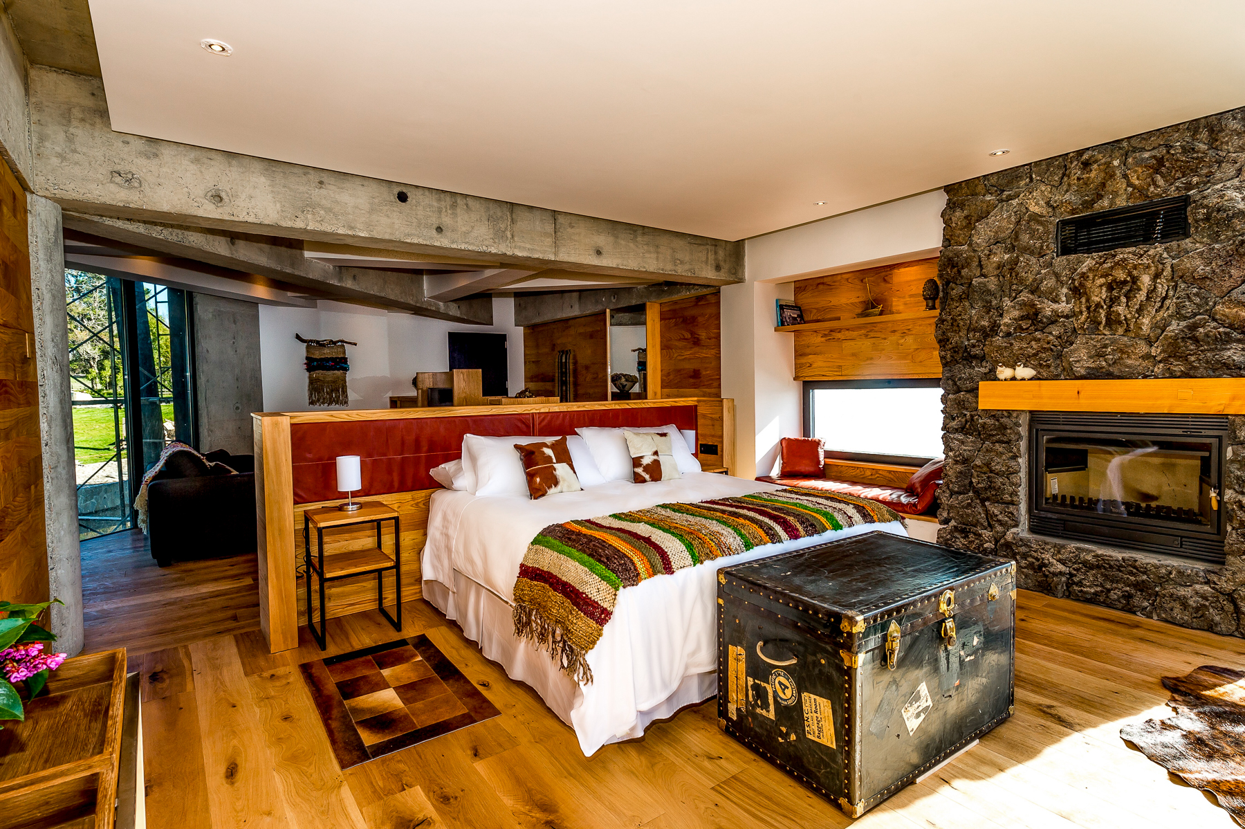 Guest suite at Hotel AWA in Chilean Patagonia