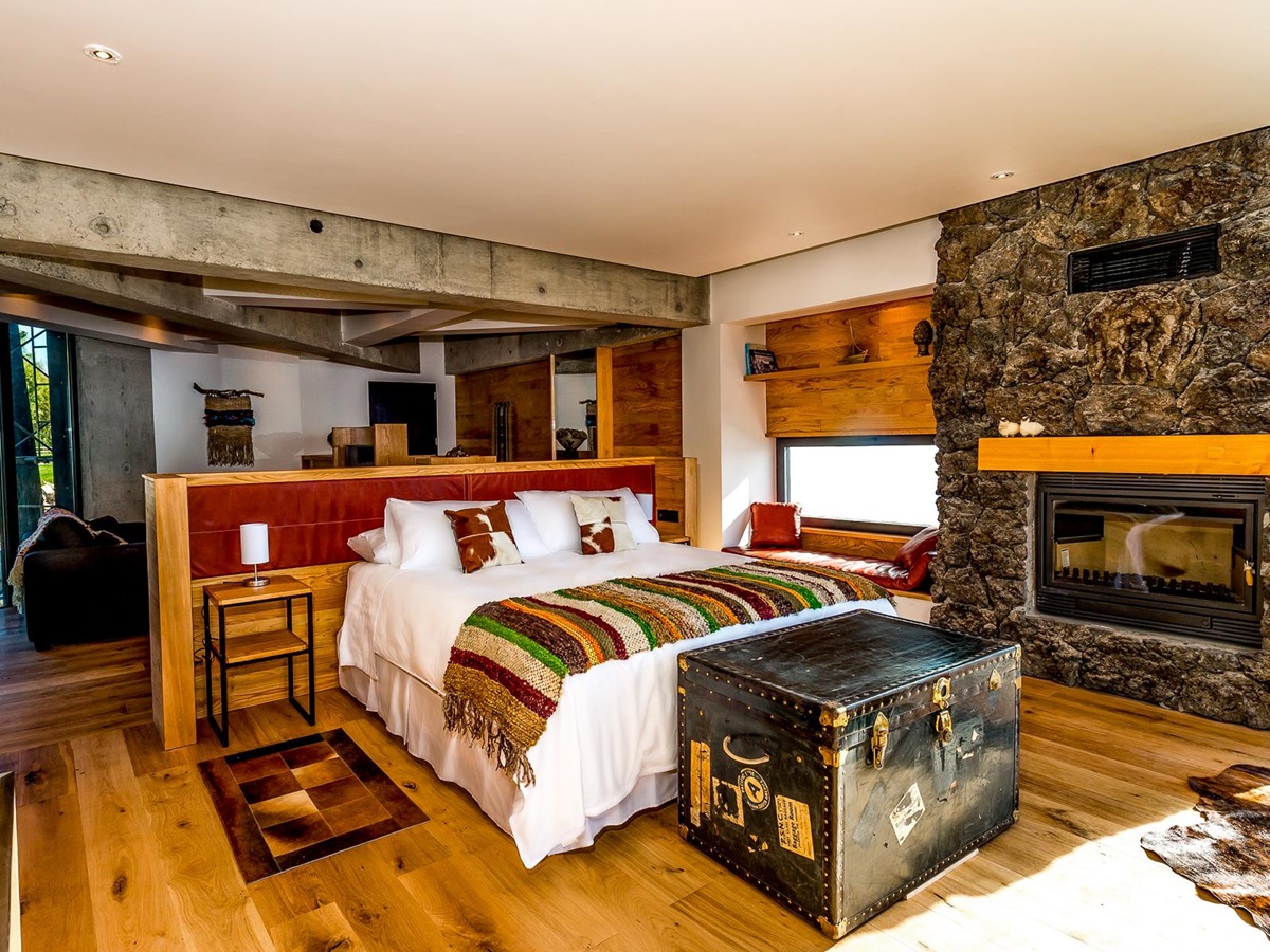 Guest suite at Hotel AWA in Chilean Patagonia