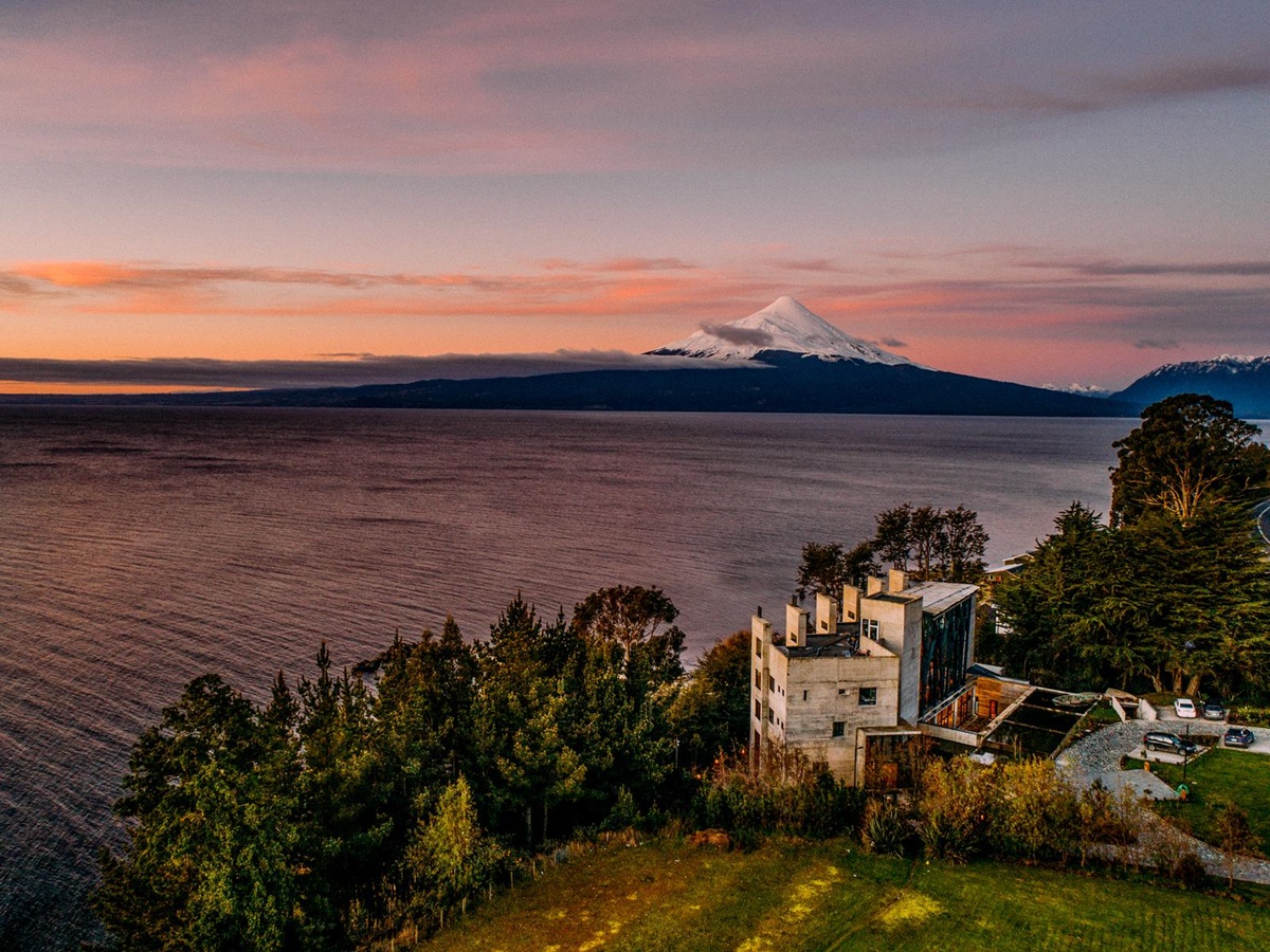 Aerial view of Hotel AWA in Chilean Patagonia
